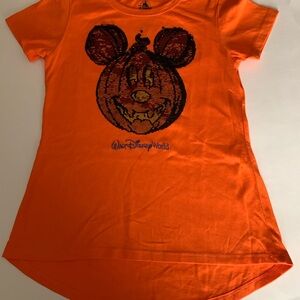Walt Disney World Orange Mickey Mouse Halloween Tee - girls size Medium